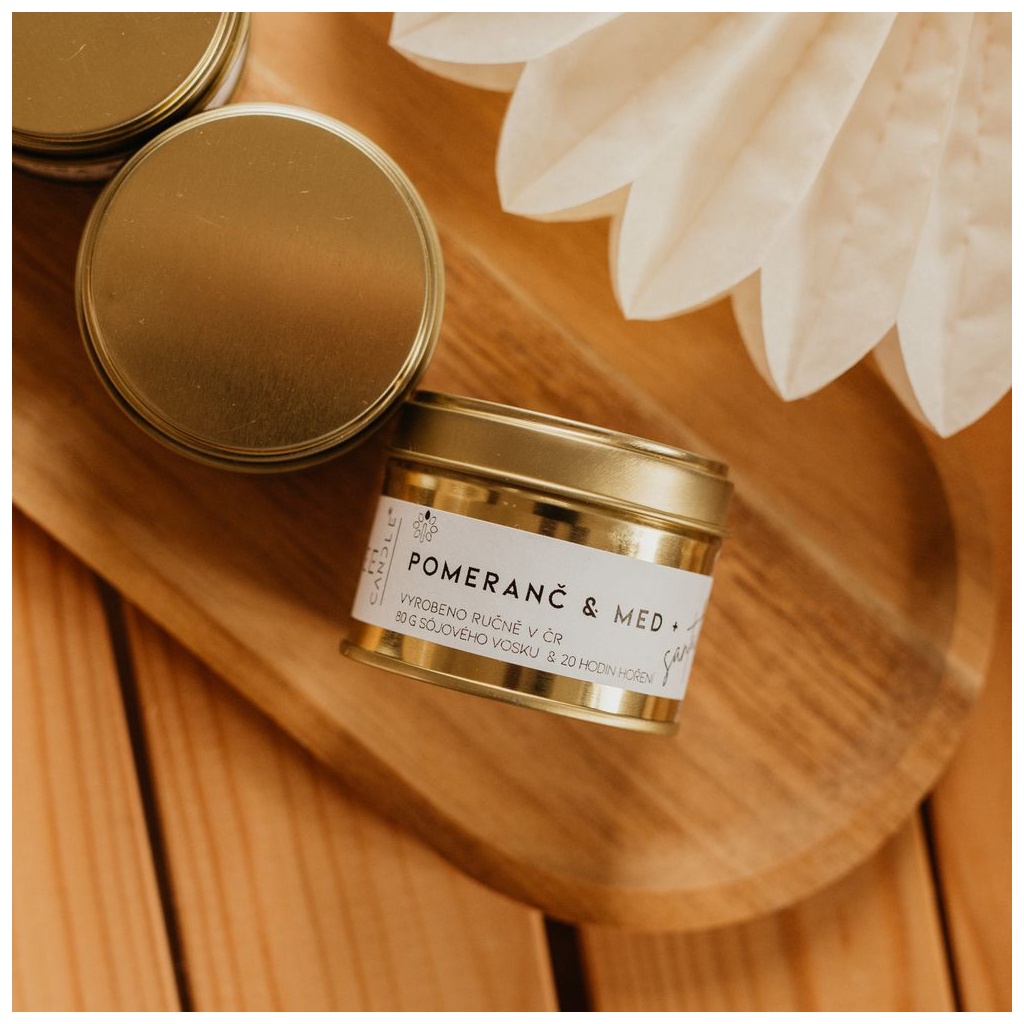 Santal & Med & Pomeranč | Svíčka v plechovce