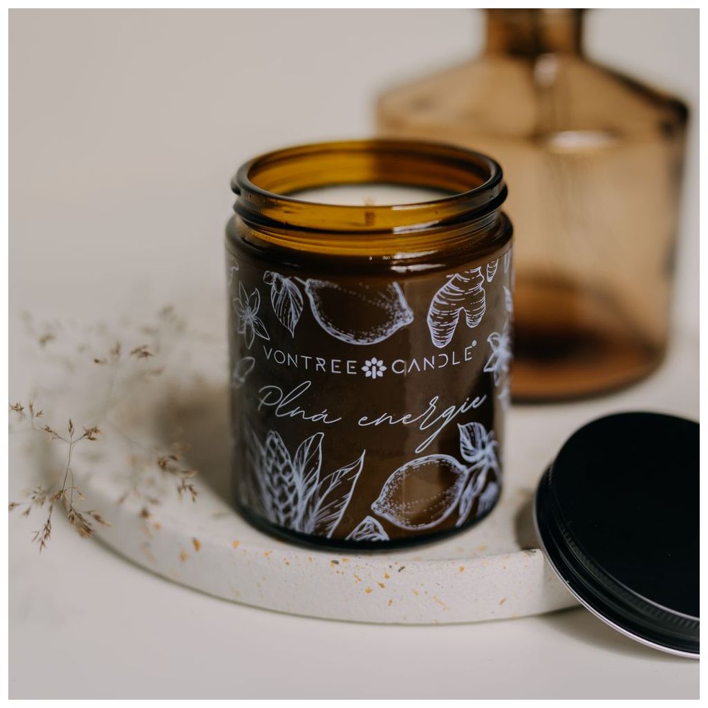 Pomeranč & Zázvor | Přírodní sójová svíčka | Plná energie | 180 ml