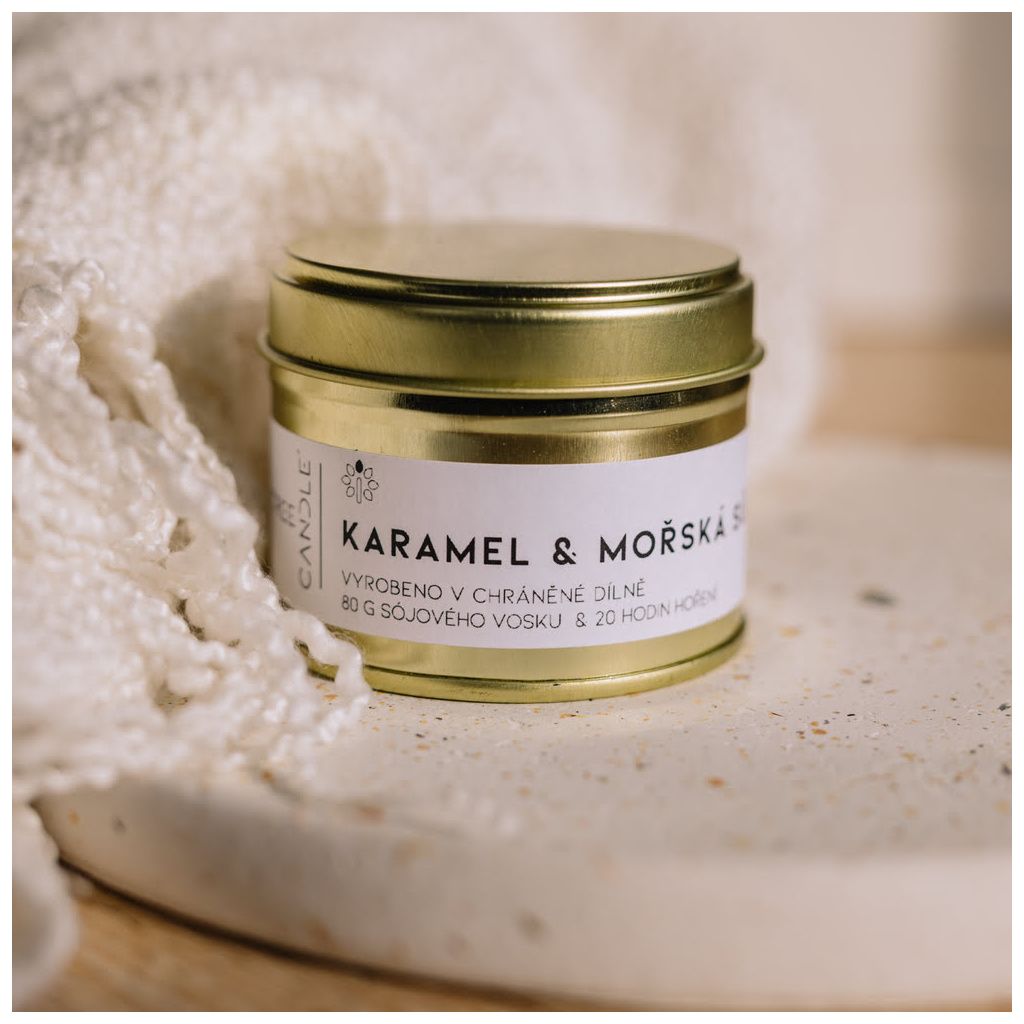 Karamel & Mořská sůl | Sójová svíčka v plechovce