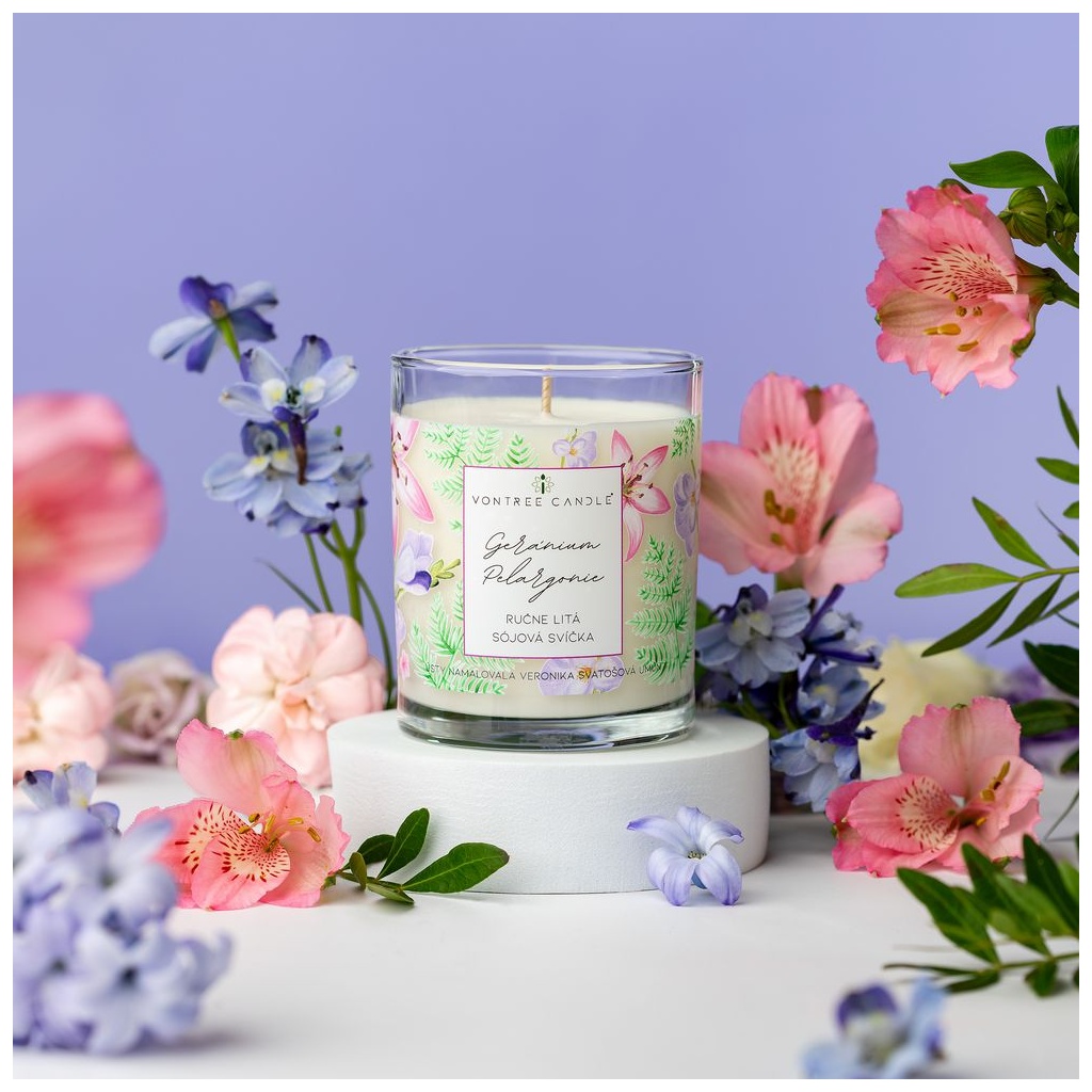 Geranium Pelargonium & Fialka | Vonná sójová svíčka